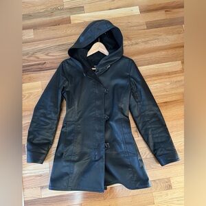 Women's Black Hooded waterproof coat M0851